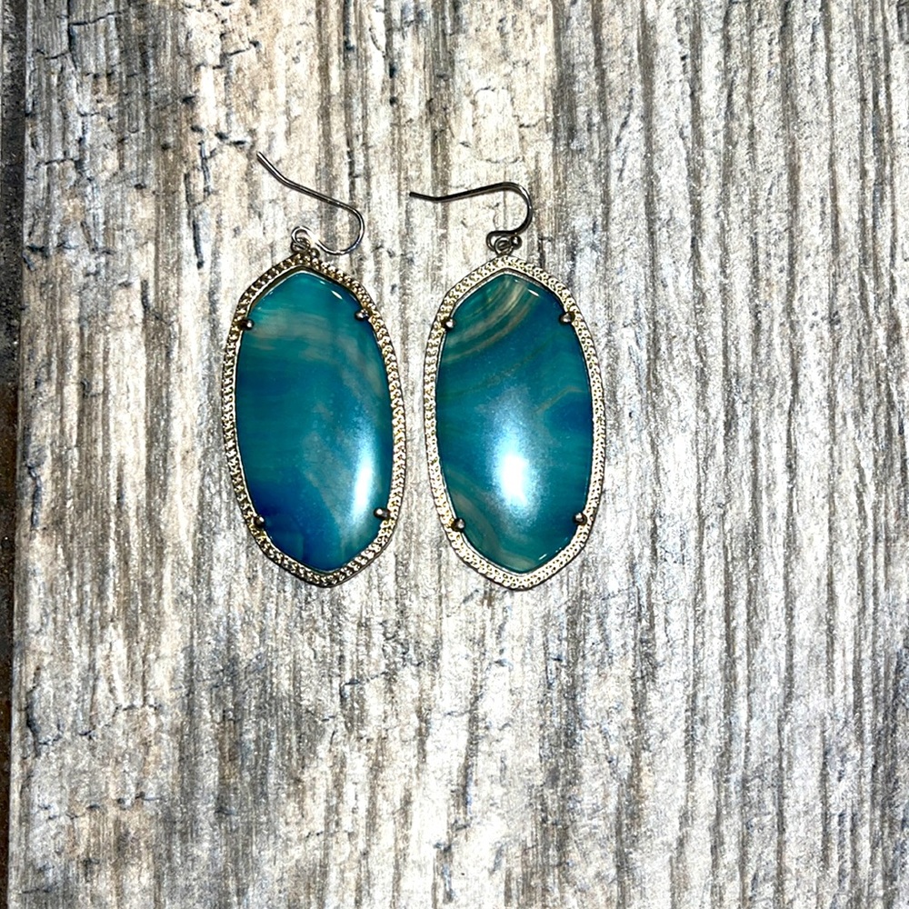Light blue gold Danielle kendra Scott statement earrings